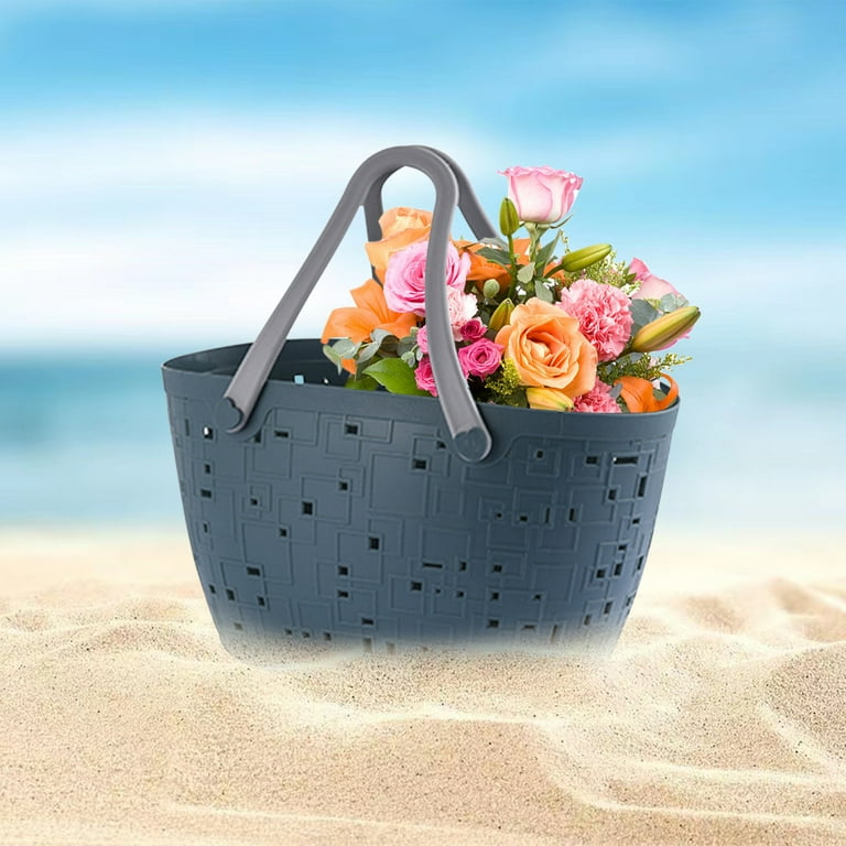 Dpityserensio Beach Basket Plastic Beach Bags Waterproof Sandproof