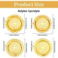 thumbnail image 2 of 4PCS 4 Style Iron Plate Candle Holder (Golden 4 inch) Flat Round Candlestick Base Retro Embossed Metal Candle Stand for LED & Wax Candles Incense Cones Spa Wedding Party Banquet, 2 of 9