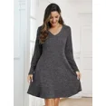 thumbnail image 5 of VEPKUL Women's Plus Size Dresses 4XL, Long Sleeve V Neck Sweater Dresses Casual Fall Winter Dress Tunic Dress with Pockets, 5 of 9