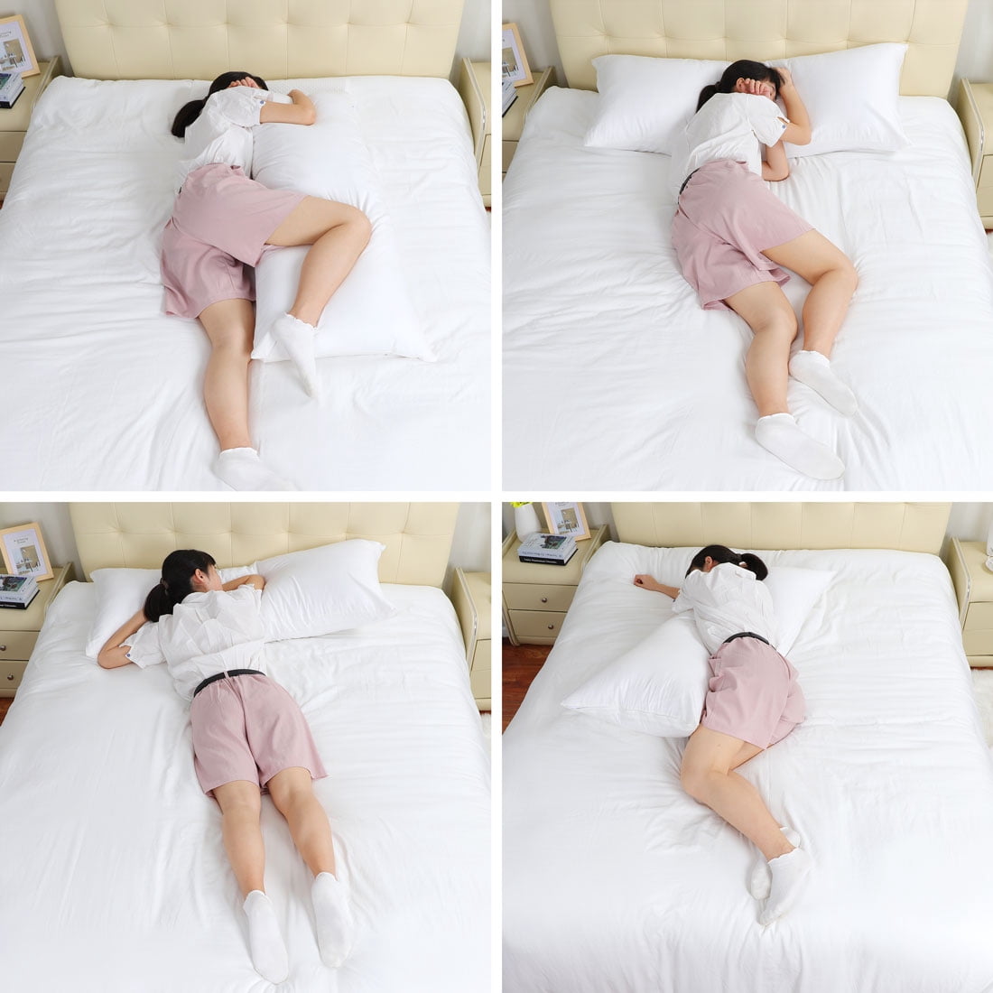 Unique Bargains Cotton Zippered Body Pillowcase Pillow Cover White 20" x 48"