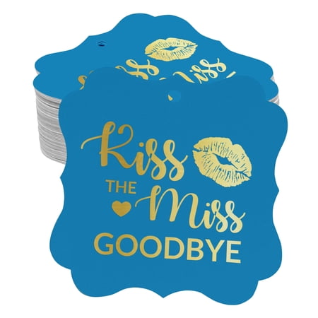 Inkdotpot Hang Tags Kiss The Miss Goodbye Bridal Shower Favor Bracket Shape Gift Tags Real Gold Foil Bonbonniere Tag Pack Of 100