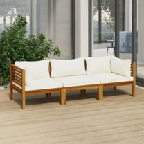 Casafoyer 3-Seater Patio Sofa with Cream Cushion Solid Acacia Wood