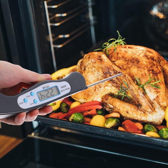 CHICHUMID Meat Thermometer Digital Plated Silver with Backlit LED Screen for Home Kitchen and Lab