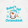 thumbnail image 4 of Inktastic Baby's 1st Chrismukkah with Cute Baby Penguin and Snowflakes Boys or Girls Baby T-Shirt, 4 of 5