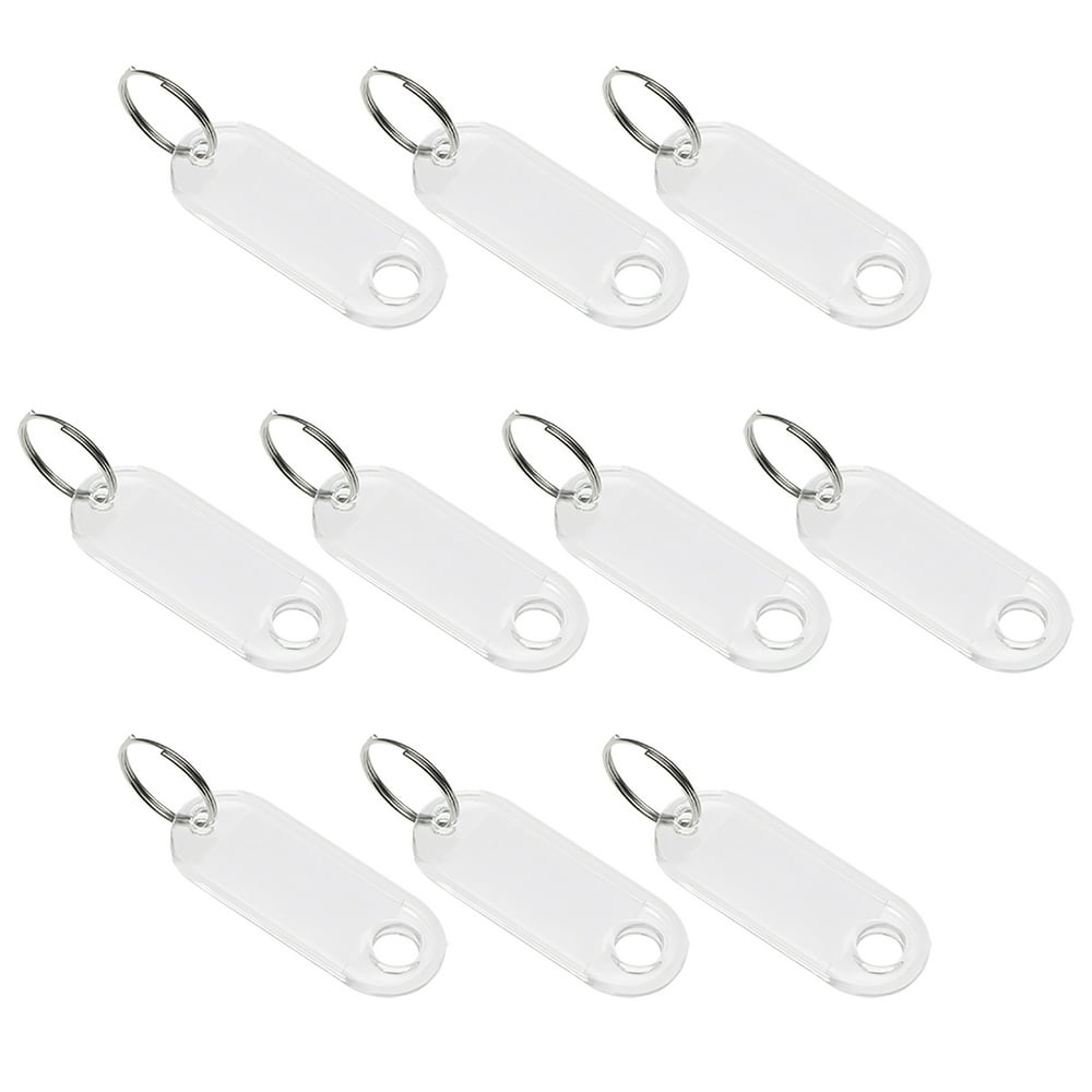 Uxcell 50x20mm Plastic Key Tags with Split Keyring White 10 Count