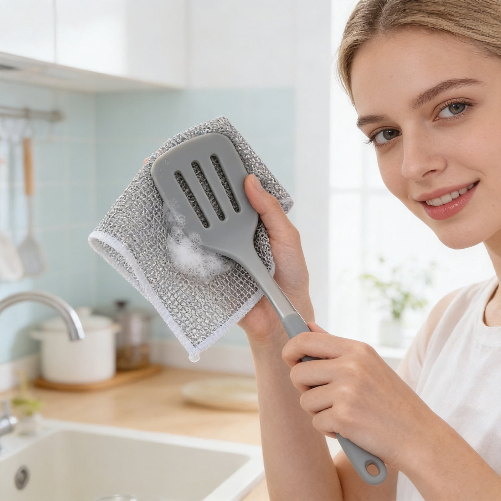 Solara Lux Scrub Cloths,Silver Mesh Dish Cloths, Multipurpose Reusable Non-Scratch Solara Luxscrub Wire Dishwashing Rags for Kitchen Dishes, Sinks, Wet & Dry Cleaning, Multiple Packs (3/5/10/20)