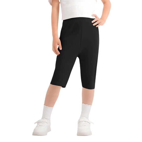 Coerni Girls' Athletic Bike Shorts Dance Yoga Running Soccer Kids Compression Shorts Girls Athletic Leggings Mid Length Short Pants