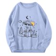 thumbnail image 1 of Cuello redondo para mujer Estampado de plantas Manga larga Otoño Invierno Versátil Tops sin capucha Pompotops FGAJ19370, 1 of 6