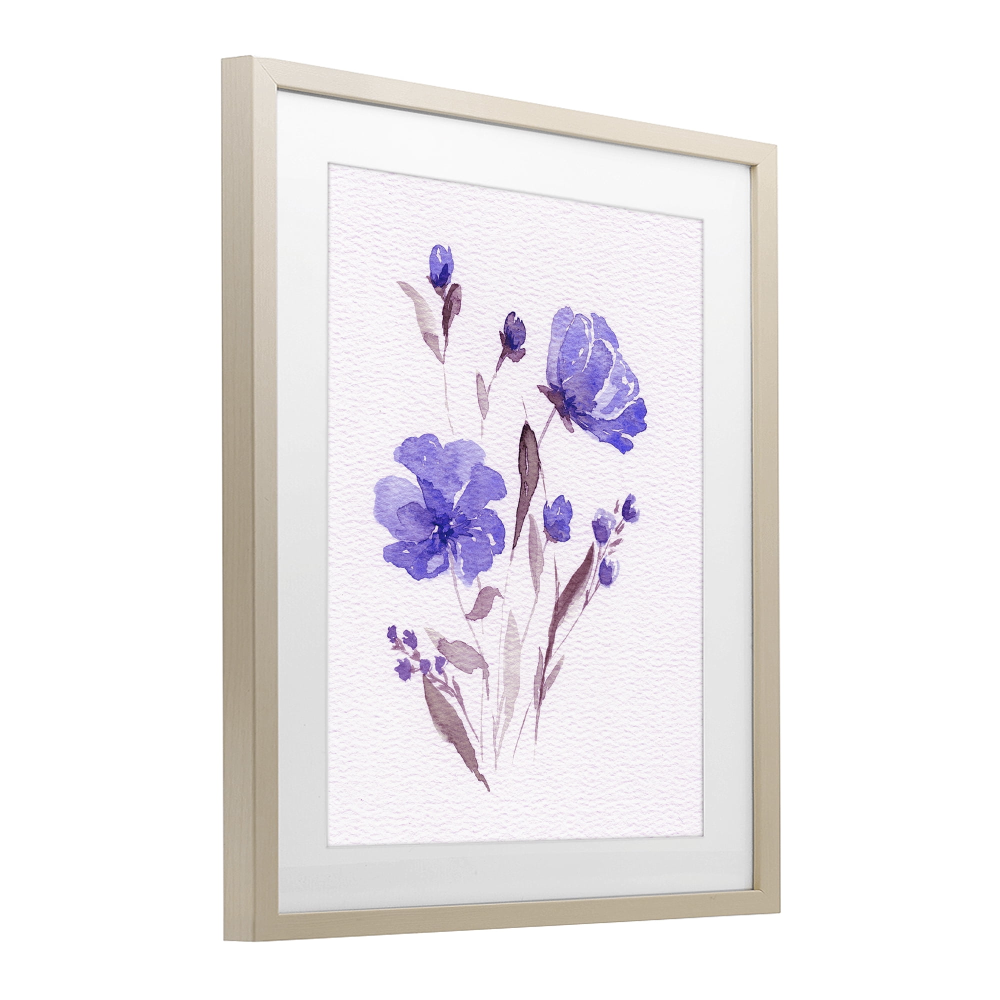 Stupell Industries Watercolor Purple Flowers Birch Framed Print Under Glass, design by Leah Noel Art