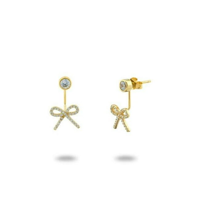 Boucles d'Oreilles Manchettes en Argent Sterling Plaqué Or 18k Nœud & Roche