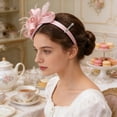 thumbnail image 6 of Pink Fascinator Headband for Women Vintage Flower Fascinator Hat for Weddings Tea Party with Feathers Mesh Clip, 6 of 6