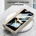 thumbnail image 4 of SaniMore for Samsung Galaxy Z Fold 4 Magnetic Folding Case with Wireless Charging, Rugged PC Cover with Tempered Glass Film & Pen Holder Kickstand Military Grade Shockproof Protective Shell, Black, 4 of 9