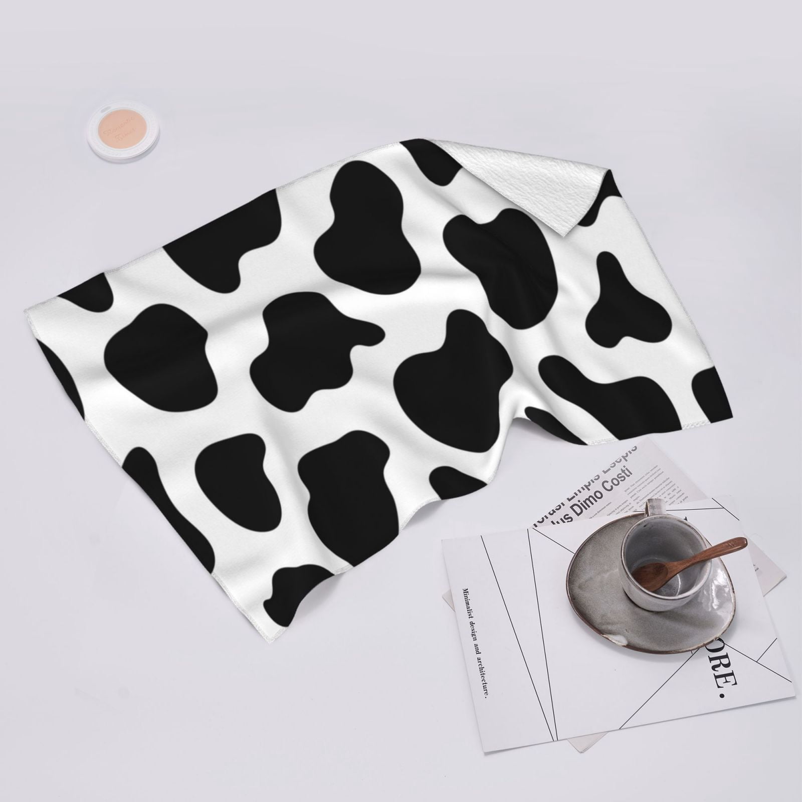 Black And White Cow Skin Print 27.5" x 16" Ultra Soft Hand Towel, Face Wash Cloth for Bathroom, Gym, Travel, Pool
