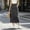 Dark Gray, variant on Women’s Elastic Waist Midi Skirt, Linen Look Front Button Center Split Side Pockets, Relaxed Cut for Town Markets Blue S