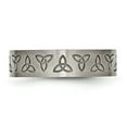 thumbnail image 4 of Titanium Flat Engraved Trinity Symbol Brushed 6mm Band, 4 of 8