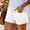 White, variant on Shorts for Women Casual Elastic High Waisted Comfy Lightweight Versatile Straight Leg Shorts Summer Shorts with Foldable Hem and Pockets