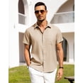 thumbnail image 3 of Camisa Alimens & Gentle de lino de manga corta para hombre, color caqui claro, XL, 3 of 5