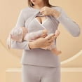thumbnail image 3 of Ohufall Women's Long Sleeve Nursing Pajamas Summer Solid Color Maternity Sleepwear for Breastfeeding Soft Comfy Postpartum Regular thermal Underwear Tops, 3 of 4