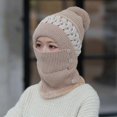 thumbnail image 3 of SZTXJ Women's Hollow Knitting Plush Woolen One-Piece Hat One-Piece Hat, 3 of 4