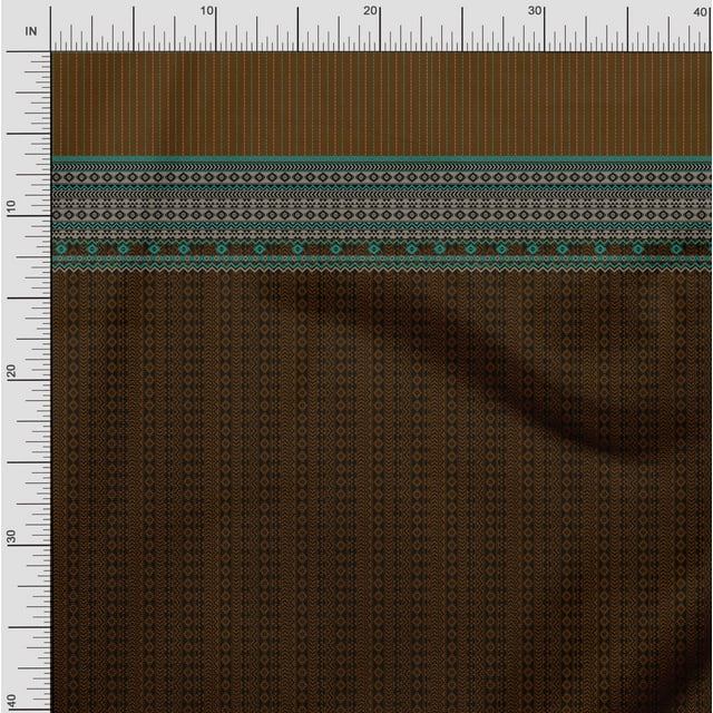 Soimoi Polyester Crepe Fabric Stripe & Aztec Panel Printed Craft Fabric by The Yard 42 Inch Wide