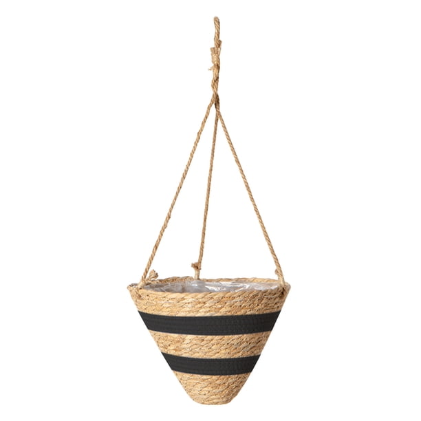 Wind Rattan Basket Hanging Basket Storage Green Dill Plant Gardening Grass Basket