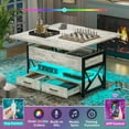 thumbnail image 6 of 40" Lift Top Coffee Table, 4 in 1 Coffee Tables with Storage for Living Room, Small Farmhouse Coffee Table with 2 Drawers & LED Light for Dining Reception Room, Rustic White, 6 of 7