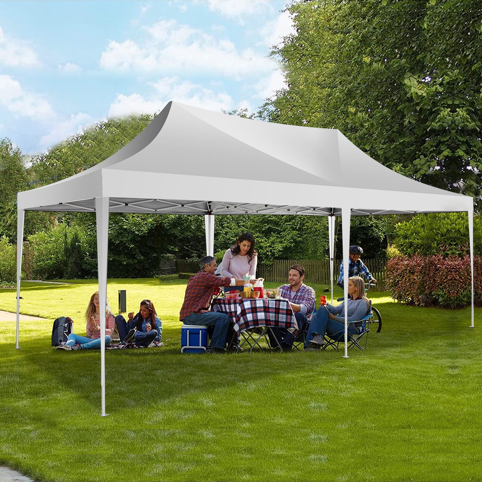 HOTEEL 10x20 Heavy Duty Canopy Tent with 4 Sidewalls,Pop up Canopy for Parties Wedding,Commercial Easy up Gazebo with Roller Bag,UV 50+,White