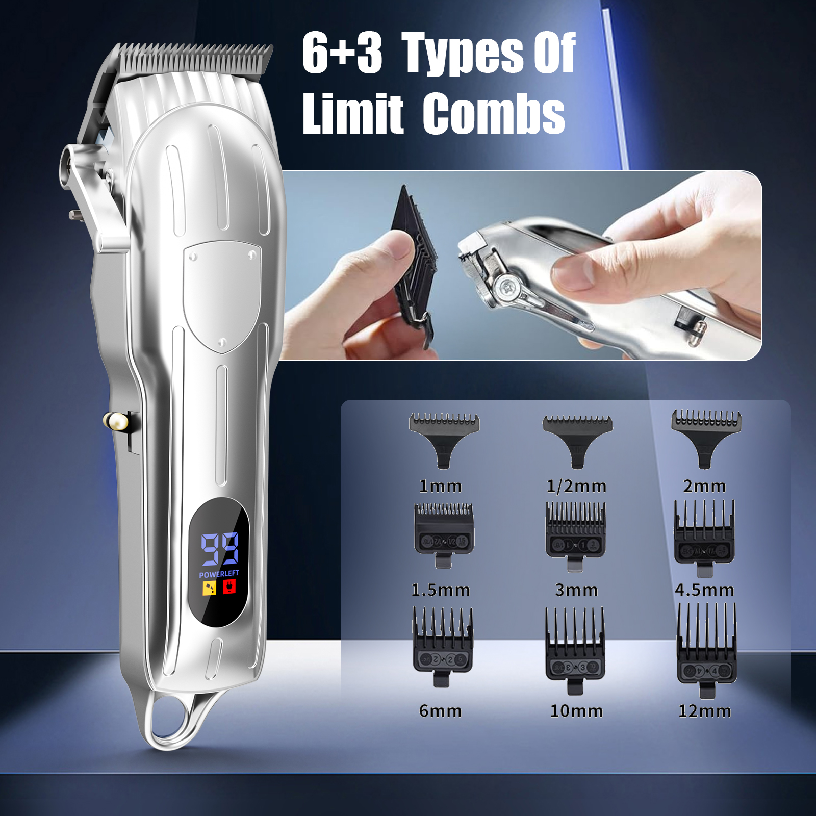 MTUYELI Professional Cordless Barber Hair Clipper Set photo 3
