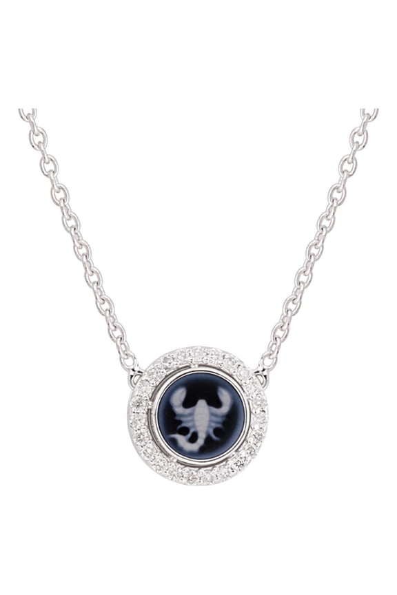 Scorpio Zodiac Sign H/SI Diamond Celestial Pendant Necklace 14k White Gold Unisex Teen Jewelry