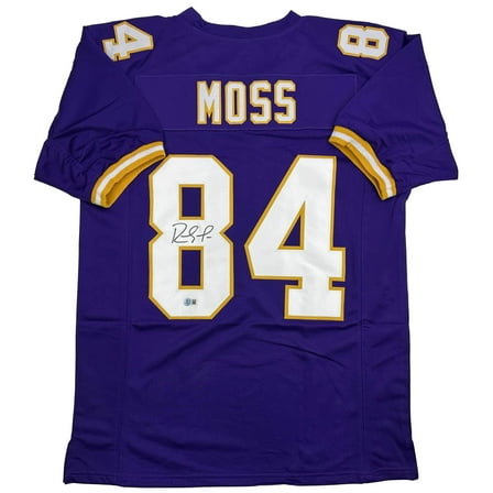Autographed/Signed Randy Moss Minnesota Purple Football Jersey Beckett BAS COA