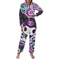 thumbnail image 2 of Kuromi And My Melody Unisex Onesie Pajamas Zipper Jumpsuit Hooded One Piece Sleepwear for Family Mens Womens, 2 of 8