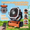 thumbnail image 2 of 20000mAh Portable LED Camping Fan with Light, USB Rechargeable Outdoor Tent Fan, Rugged Compact Design, Sturdy Handle, Essential Camping Gear for Hiking Fishing, 2 of 12
