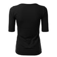 thumbnail image 3 of SSOULM Women's 1/2 Sleeve Crewneck Cotton Basic Slim Fit T-Shirt Top with Plus Size, 3 of 4