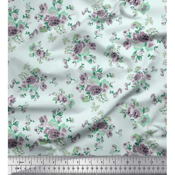 Soimoi Cotton Duck Fabric Leaves & Floral Artistic Decor Fabric Printed Yard 42 Inch Wide