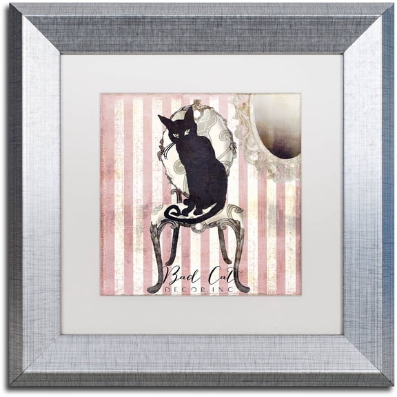 Trademark Fine Art "Bad Cat I" Canvas Art by Color Bakery White Matte, Silver Frame