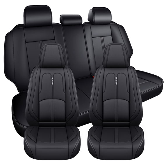 for Nissan Rogue 2024 Car Seat Cover, Black Car Seat Covers, Premium Leather Full Set of 5 Seats Adjustable Split Rear Seat Suitable for All Seasons, Protect Car Seats