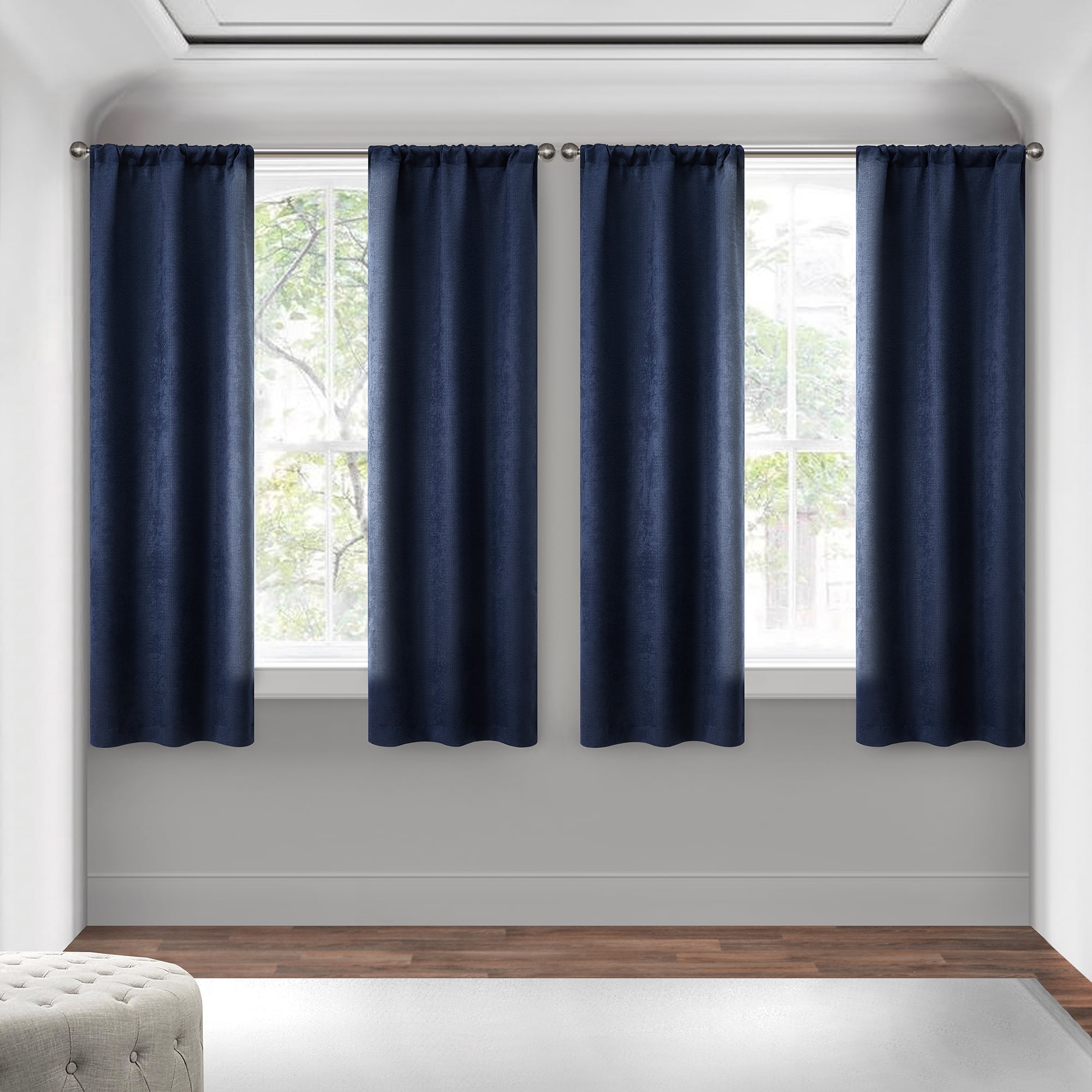 (4 pack) Mainstays 4 of a Kind Blackout Curtain Panels, Set of 4, Blue Cove, 28" W x 63" L