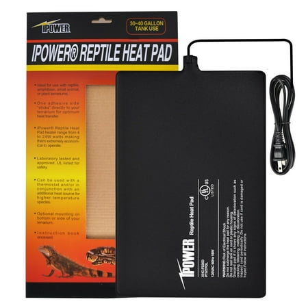 iPower 8"x12" Under Tank Heater for Reptile Terrariums Heat Mats-16 Watts