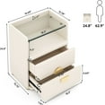 thumbnail image 6 of Tribesigns 2-Drawer Nightstand with Tempered Glass, Beige Bedside Table for Bedroom/Living Room w/Metal Legs, 6 of 6