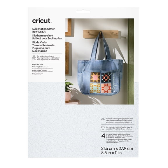 Cricut® Sublimation Glitter Iron-On™ Vinyl Kit – 8.5 in x 11 in (4 ct)