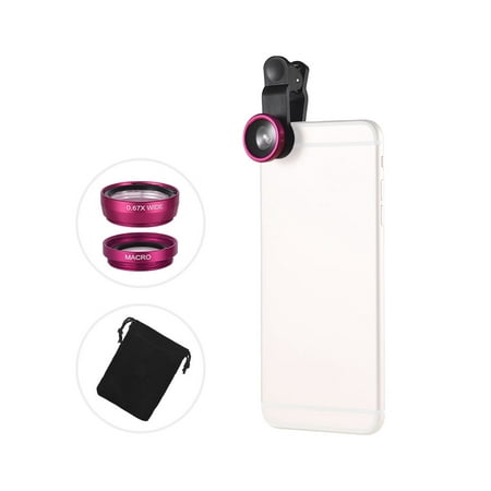Universal Clip Lens Kit 180° Mobile Phone Fisheye Lens 0.67× Wide Angle Lens Macro Lens 3 in 1 with Clip for Huawei Smartphone Lens Mobile Photography