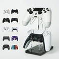 thumbnail image 1 of Jinsinto Universal Dual Controller Holder for PS4 PS5 Xbox ONE Switch, Controller Stand Gaming Accessories, Build Your Game Fortresses (Crystal Black), 1 of 7