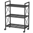 thumbnail image 1 of Estante de almacenamiento SONGMICS de metal de 3 niveles con ruedas de 60 cm de ancho, negro, 1 of 8