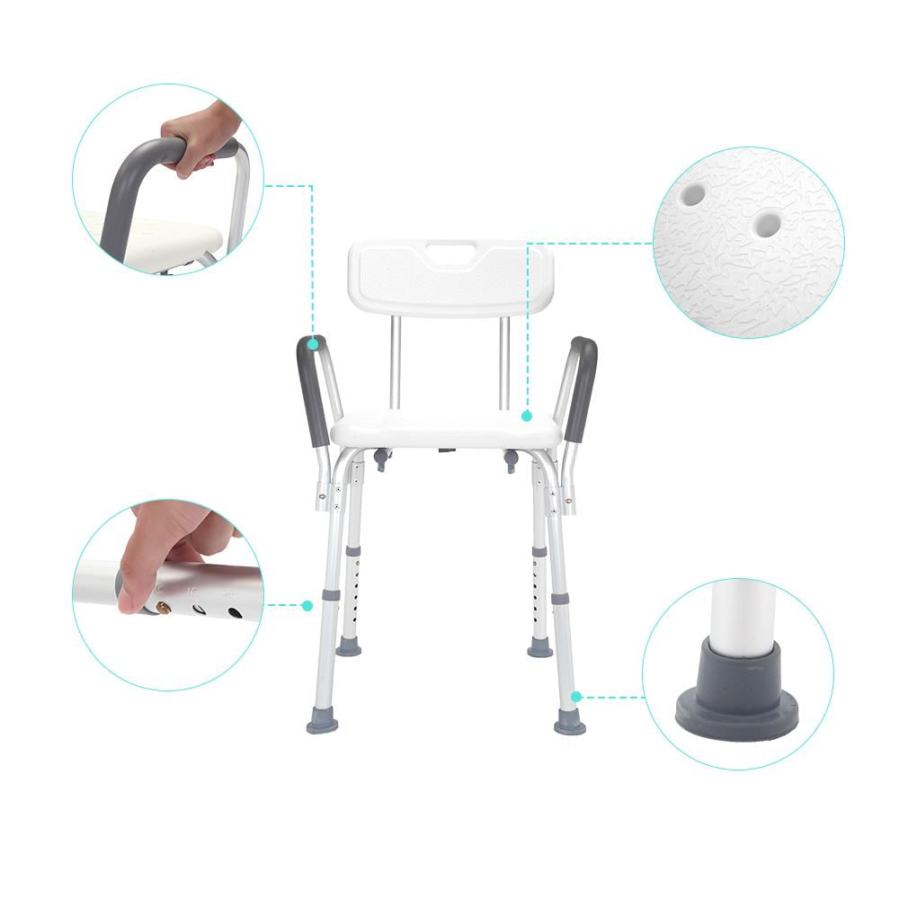 Zimtown Shower Chair with Arms, Heavy Duty Shower Seat Shower Stool for Handicap Elderly
