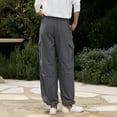 thumbnail image 5 of RPVATI Cargo Pants for Women Baggy Parachute Pants Y2K Wide Leg Drawstring Elastic Low Waist 2025 Trendy with Pockets Gray S, 5 of 5