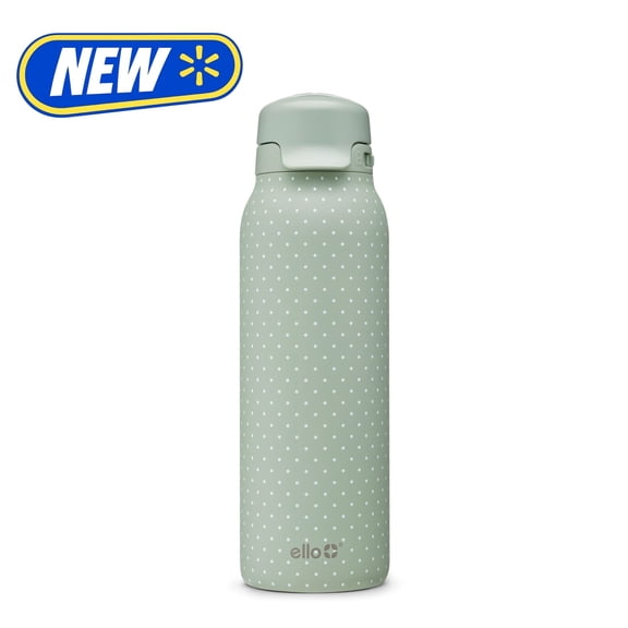 Ello Flip & Fill 32oz Stainless Steel Water Bottle with Quick Fill Technology, Sip & Chug, Leak-Proof, Pinpoint Sage