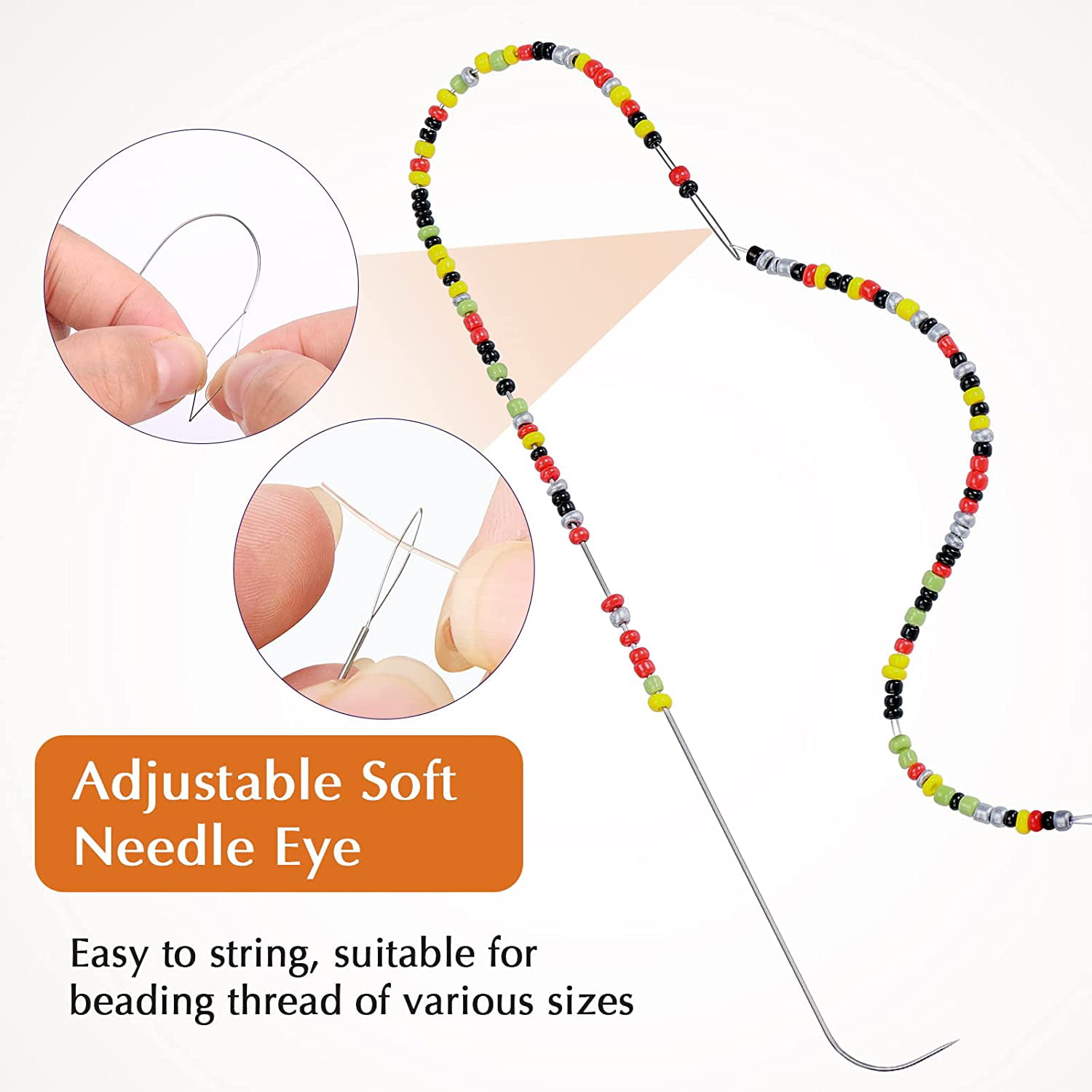 8PCS Big Eye Curved Beading Needles Bead Needles Large Eye Curved Bead  Spinner Needles for String