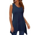 thumbnail image 1 of facefd T-shirt Sans Manches pour Femmes à Col Rond, Haut Uni, Camisole Décontractée, Bleu Marine, G, 1 of 5
