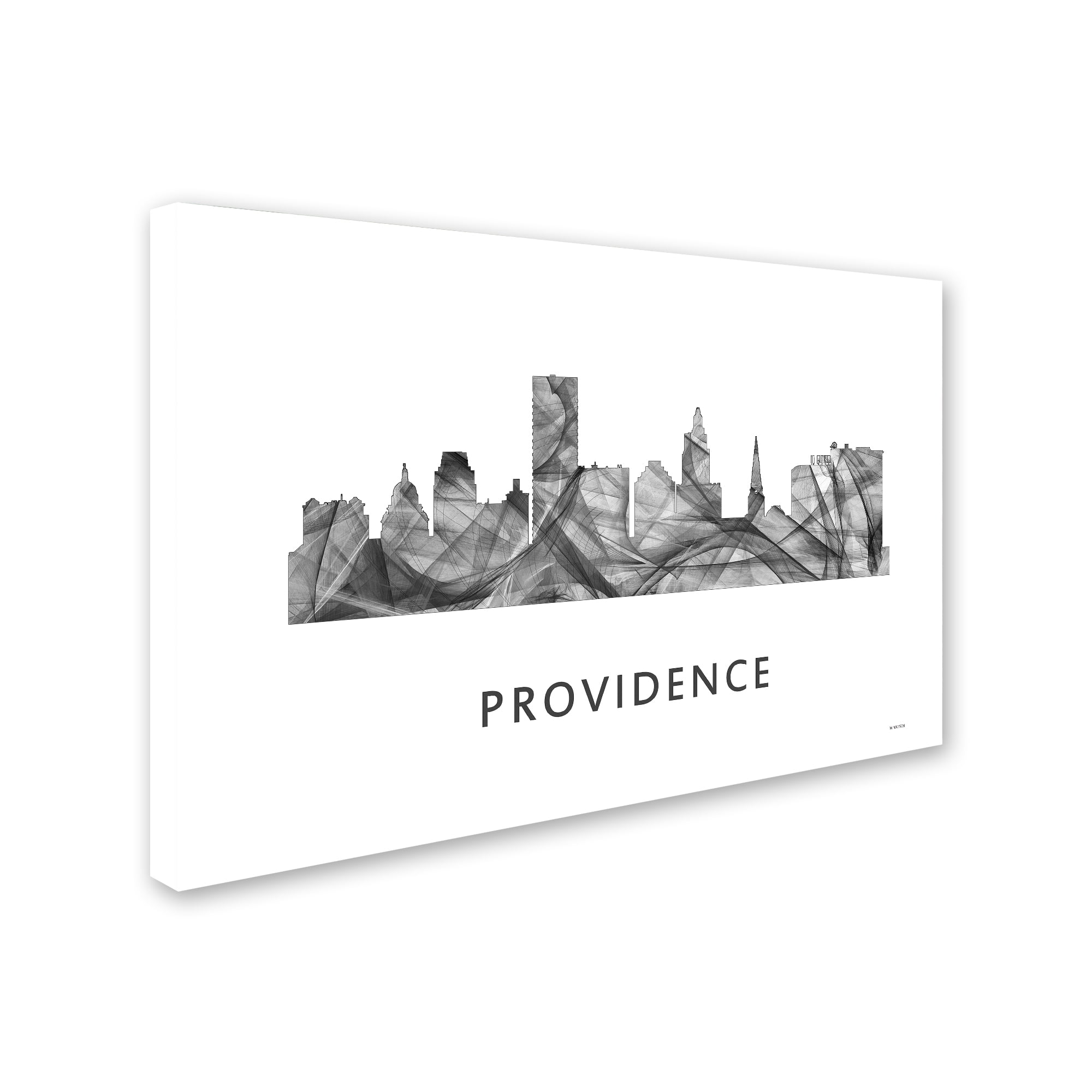 Trademark Fine Art 'Providence Rhode Island Skyline WB-BW' Canvas Art by Marlene Watson
