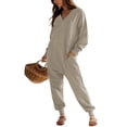 thumbnail image 3 of Weardear Jumpsuits for Women Dressy Casual Long Sleeve V Neck Oversized Rompers Baggy Overalls Lounge Pajamas Onesie Jumper, 3 of 7